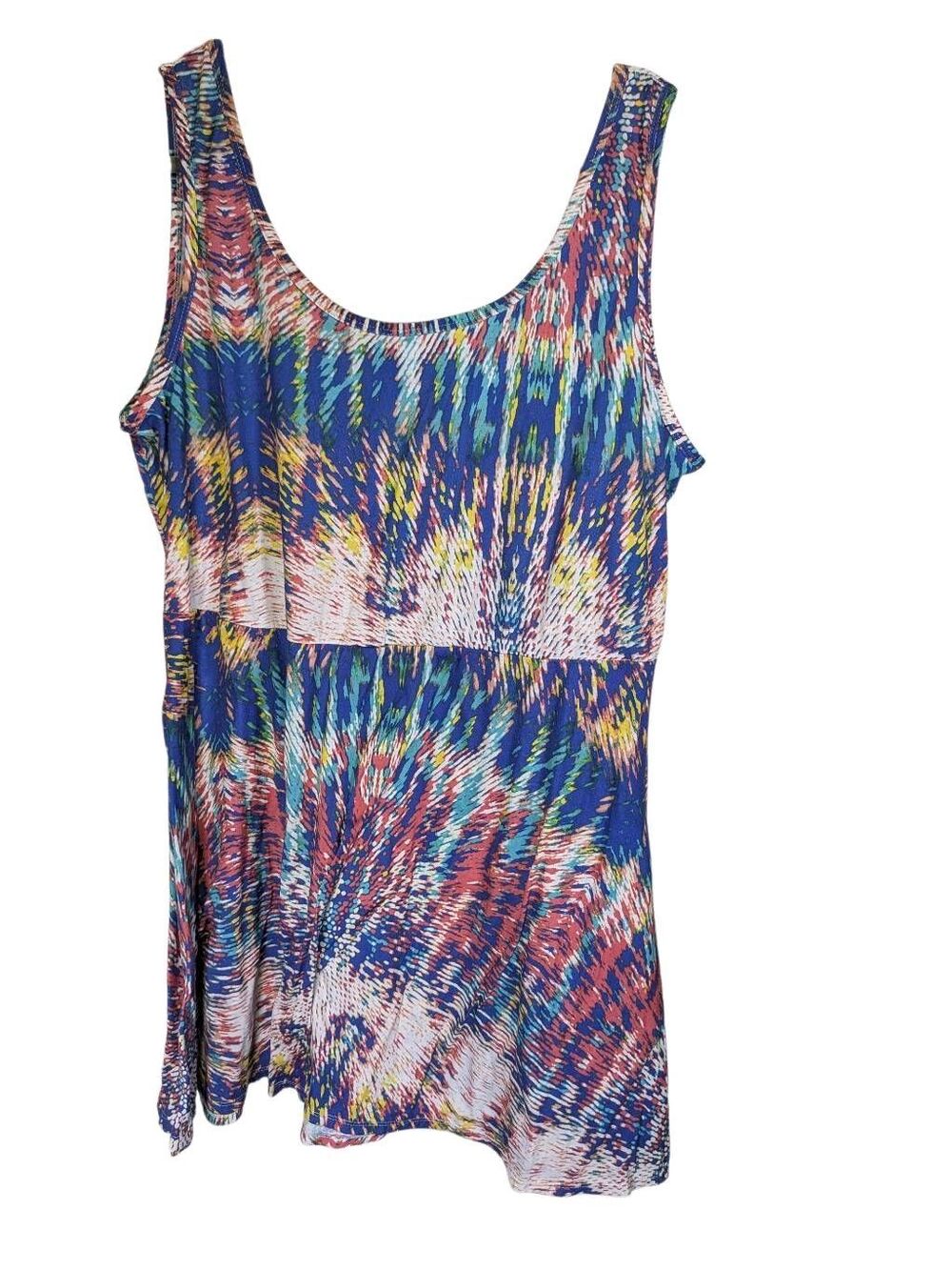 Bobbie Brooks Crew Neck Printed Stretch Casual Sleeveless Dress Women’s Size 3XL